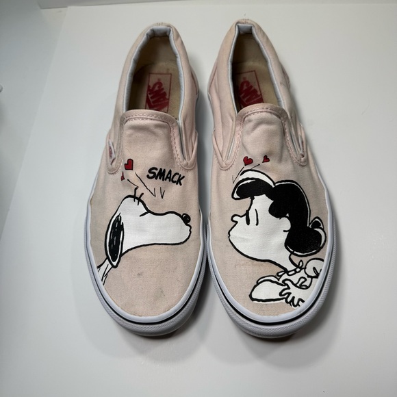 Vans Snoopy & Lucy SMACK Pink Slip-On Sneakers Women’s Size 7.5/Mens 6.0 - Picture 1 of 12